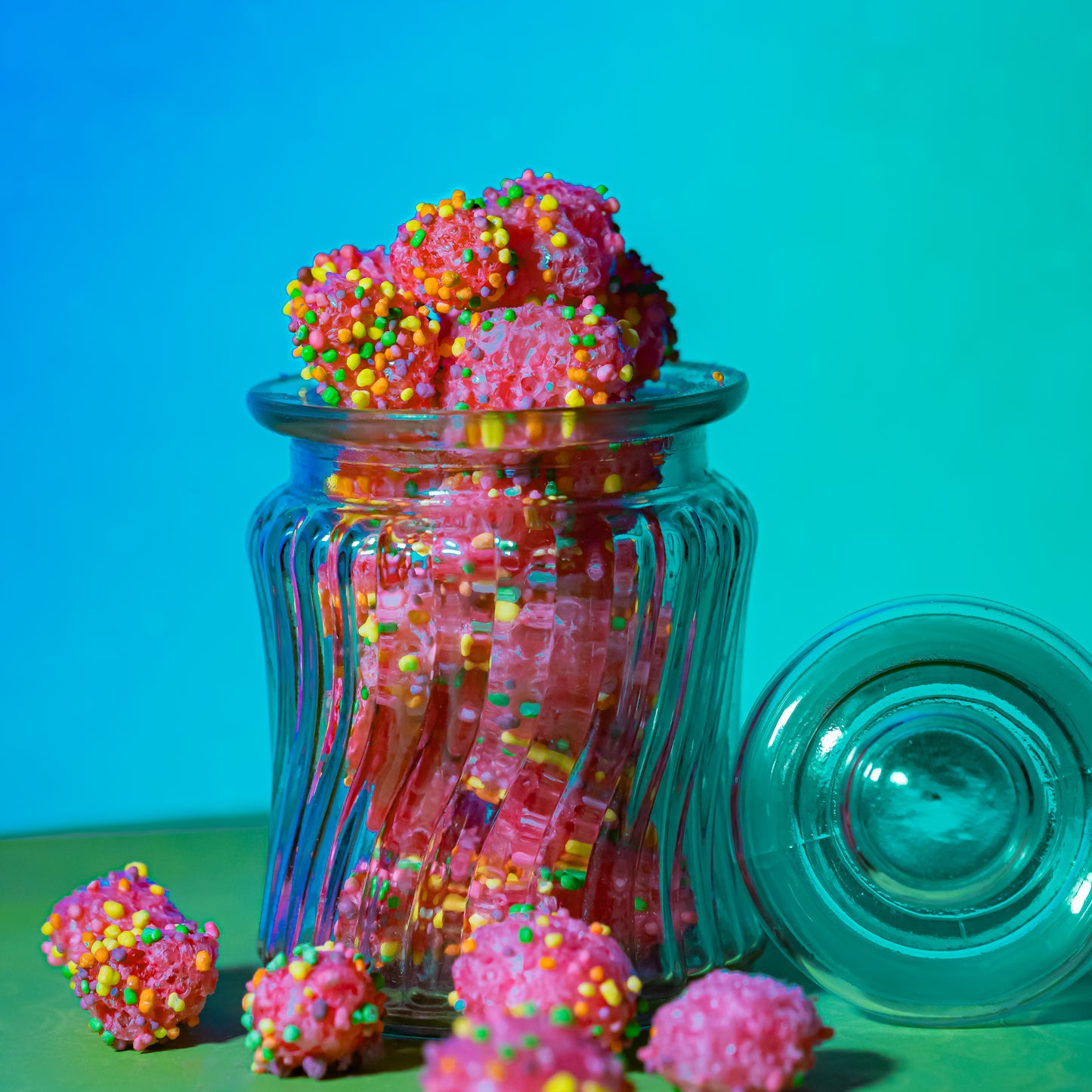 Freeze Dried Nerds Gummy Clusters Blue Background